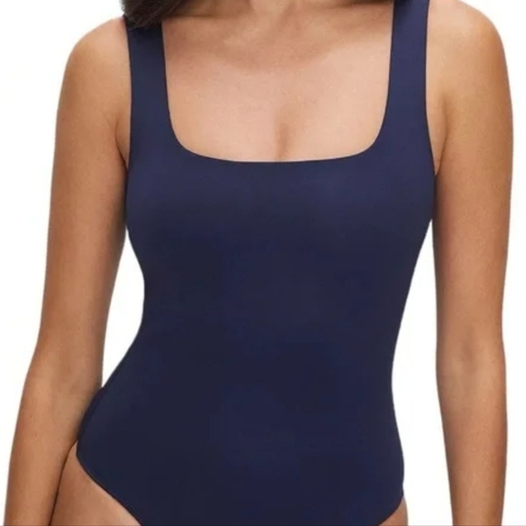 NWT Good American Women Blue Rinse Scuba Bodysuit One-Piece Swim sz 1/S - Picture 1 of 10